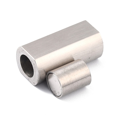 304 Stainless Steel Magnetic Clasps with Glue-in Ends, Rectangular