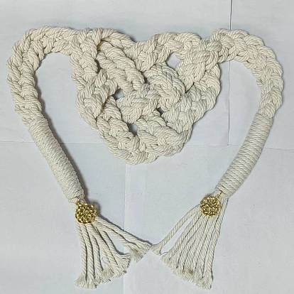 Ramilletes de muñeca de cordón de algodón macramé para boda, decoraciones de fiesta, con nudo de aleación