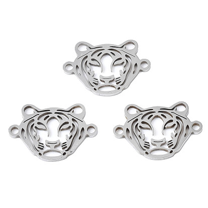 Ion Plating(IP) 201 Stainless Steel Connector Charms, Laser Cut, Tiger