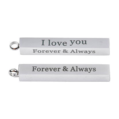 Pendentifs en acier inoxydable, rectangle