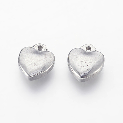 304 Stainless Steel Charms, Puffed Heart