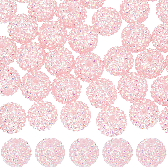 40 бусины со стразами из смолы, с акриловыми круглыми бусинами внутри, для жевательной резинки ювелирных изделий