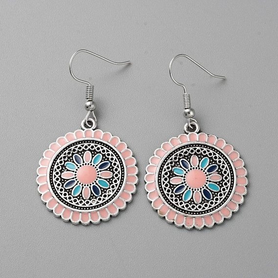 Женские серьги-подвески из эмалевого сплава, цветок