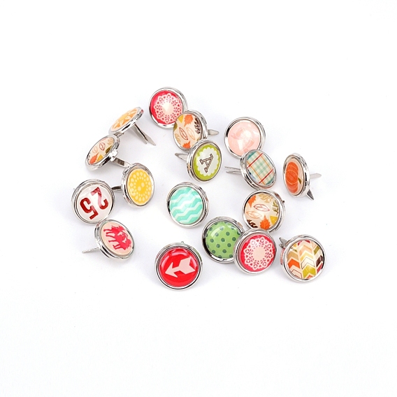 Iron Brads, with Epoxy Resin, For Scrapbooking, Photo Album, DIY Paper Cards Decoration