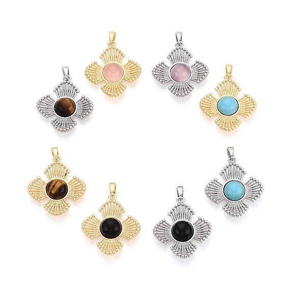 Драгоценный камень подвески, цветочные подвески с латунной оправой