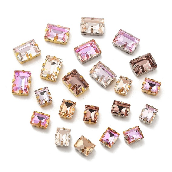 Латунные стеклянные стразы пришивные стразы, граненые, прямоугольные