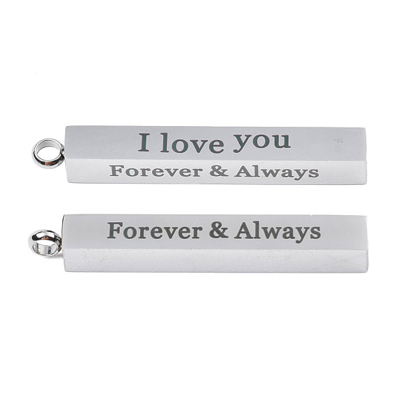 304 Stainless Steel Pendants, Rectangle