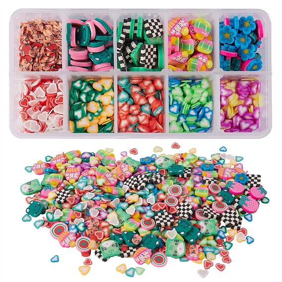 Cabochons en argile polymère manuels, tranches de pâte polymère pour nail art, Décoration de coques de téléphone et création de bijoux DIY, formes mixtes