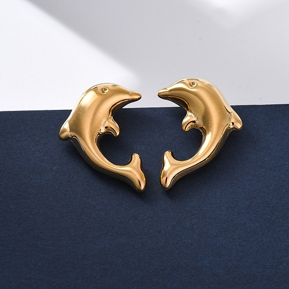 304 серьги-гвоздики из нержавеющей стали в виде дельфинов, слева и справа
