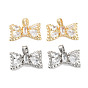 Brass Micro Pave Cubic Zirconia Pendants, Bowknot Charms