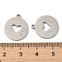 316L Surgical Stainless Steel Pendants, Laser Cut, Flat Round Charm