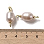 Natural Pearl Connector Charms, Potato Links with Real 18K Gold Plated Brass Double Loops