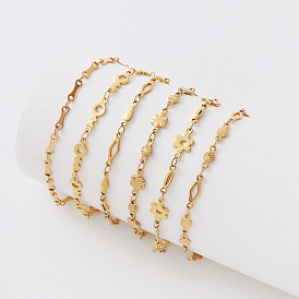 Minimalist 304 Stainless Steel Link Chain Bracelets for Women, Golden
