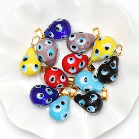 Lampwork Pendants, Flat Round/Teardrop Charms