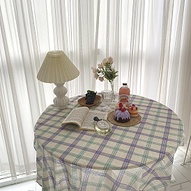 Home bedroom study table mat sofa release student dormitory tablecloth cotton linen plaid desk coffee table cloth