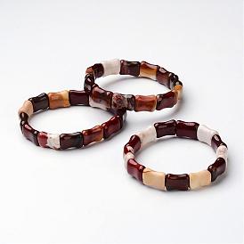 Edelstein-Stretch-Armbänder, Perlen Armbänder, Bambus