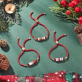 3 шт. 3 стили рождественские браслеты-слайдеры ручной работы из стеклянных бусин, браслеты для женщин