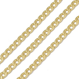 Brass Cuban Link Chains, with Spool, Soldered, Long-Lasting Plated, Cadmium Free & Nickel Free & Lead Free
