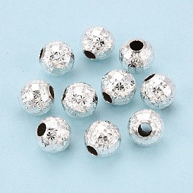 Текстурированные 925 бусины из стерлингового серебра, круглые