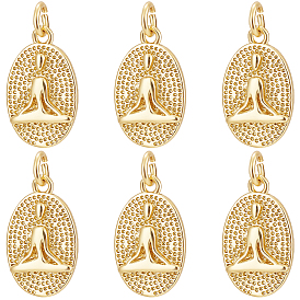 8 латунные подвески шт., с целью перехода в кольце, долговечный, , овал с йогой человека