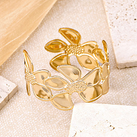 Bracelets manchettes en fer à motif floral pour femmes