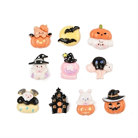 Halloween Theme Opaque Resin Cabochons,  Mixed Color