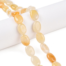 Natural Topaz Jade Beads Strands, Flat Oval