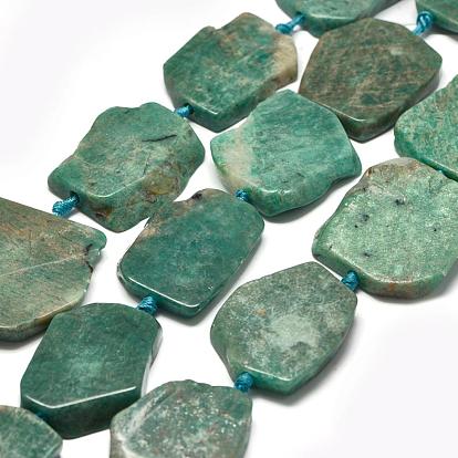 Brins de perles d'amazonite de fleurs naturelles, perles de dalle plate, nuggets
