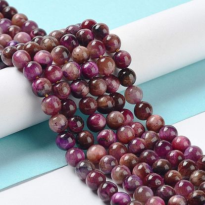 Natural Rainbow Tiger Eye Beads Strands, Dyed, Round