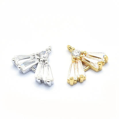 Brass Charms, with Cubic Zirconia, Lead Free & Cadmium Free & Nickel Free, Triangle