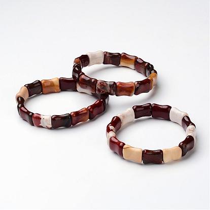 Edelstein-Stretch-Armbänder, Perlen Armbänder, Bambus