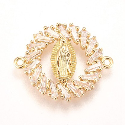 Латунные микро проложить кубических ссылки циркония, плоский круглый с гуань инь, богиня милосердия