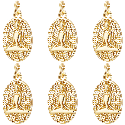 8 латунные подвески шт., с целью перехода в кольце, долговечный, , овал с йогой человека