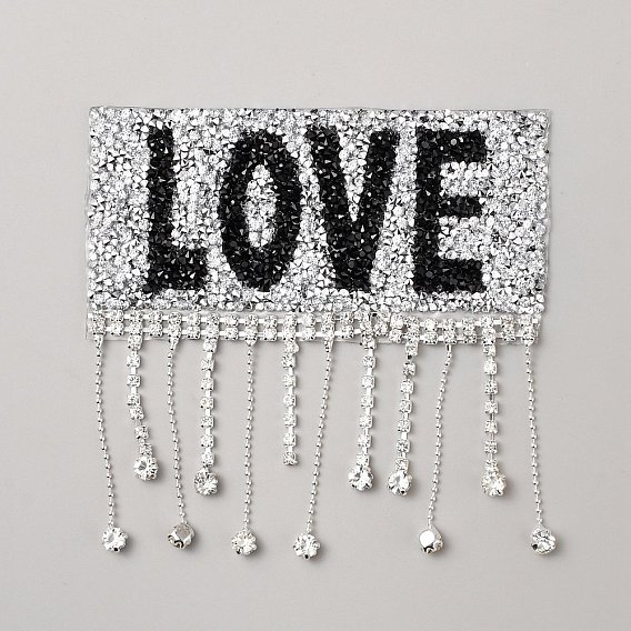 Нашивки со стразами на ткань для термоприклеивания/пришивания, сердце/цветок/слово