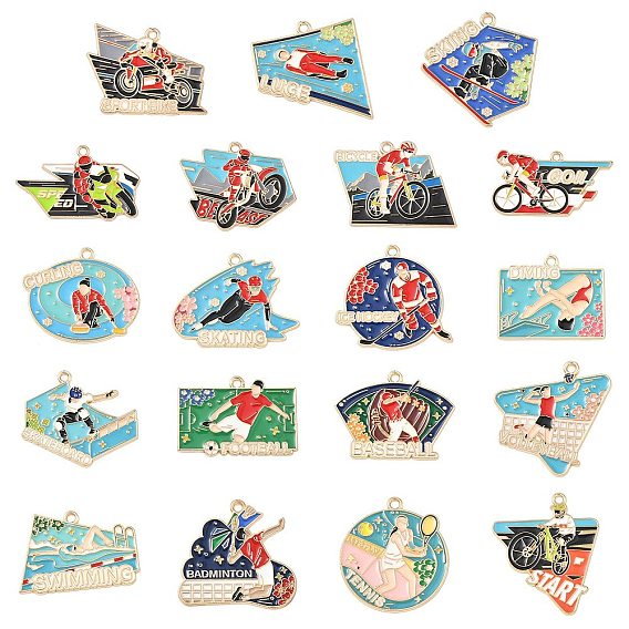 Подвески из спортивного сплава с эмалью, золотые