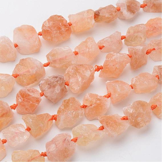 Natural Raw Citrine Beads Strands, Nuggets