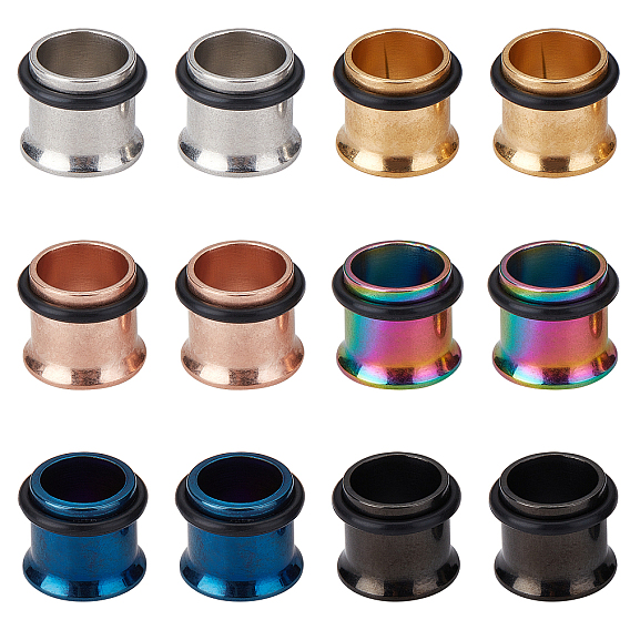 12Stk 6 Farben 316 Chirurgische Edelstahlschraube Ohrmesser Fleischtunnel Stecker