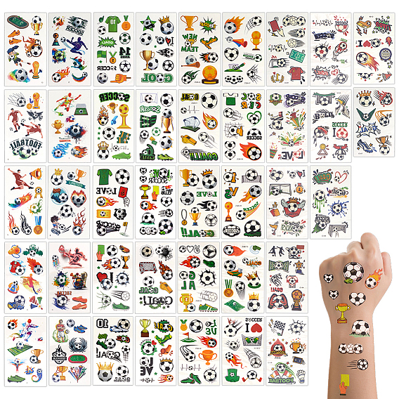40Pcs 4 Styles Sports Theme Temporary Tattoos, Water Proof, Paper Stickers, Football