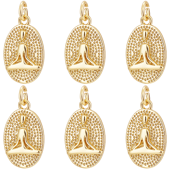 8 латунные подвески шт., с целью перехода в кольце, долговечный, , овал с йогой человека