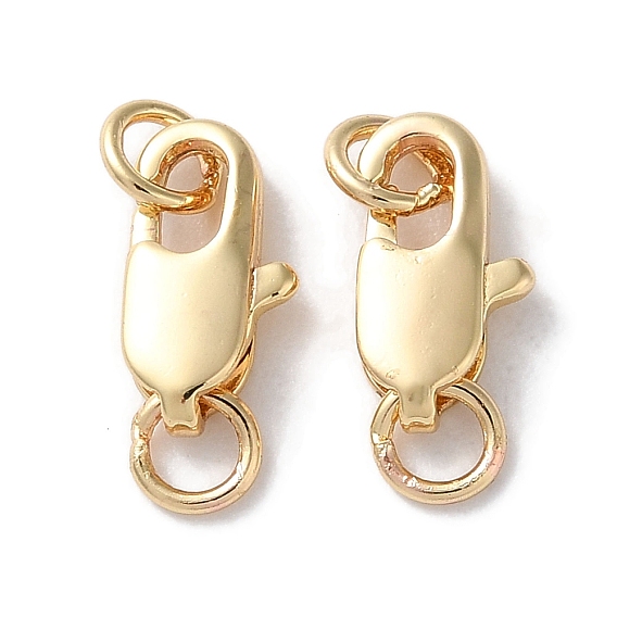 Rack Plating Brass Lobster Claw Clasps, with Jump Rings, Long-Lasting Plated, Lead Free & Cadmium Free