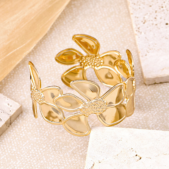 Iron Flower Cuff Bangles for Women