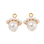 Латунные микро проложить кубического циркония подвески, с пластмассовой жемчужиной abs, круглые