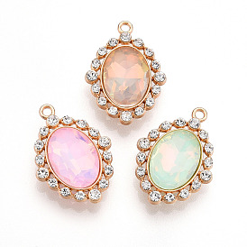 Сплав стекла подвески, со стразами, без кадмия и без свинца, овальные амулеты