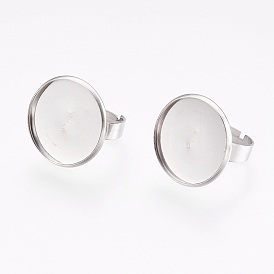 Устойчивые к потускнению регулируемые 304 кольца для пальцев из нержавеющей стали, латунная фурнитура платформы для кольца, плоско-круглые