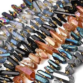 Гальванизировать природный кристалл кварца бусы пряди, граненые, палочка для наггетсов, с бисером