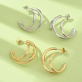 304 тройные серьги-гвоздики из нержавеющей стали, ионное покрытие (ip)