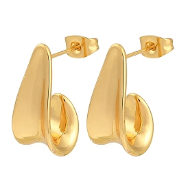 201 Stainless Steel J-Shaped Stud Earrings, with 304 Stainless Steel Pin