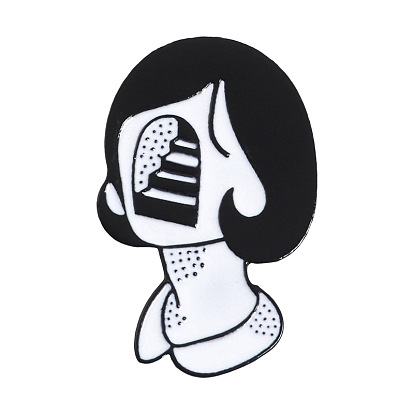 Creative Zinc Alloy Brooches, Enamel Lapel Pin, with Iron Butterfly Clutches or Rubber Clutches, Electrophoresis Black Color, Woman