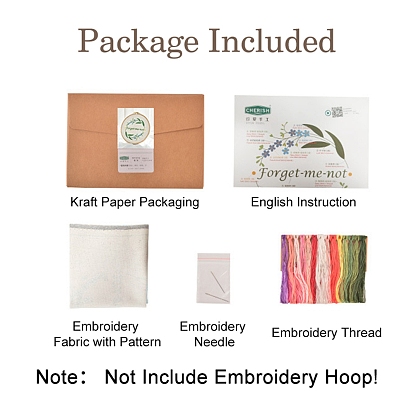 Flower/Leaf/Heart Pattern 3D Bead Embroidery Starter Kits, including Embroidery Fabric & Thread, Needle, Instruction Sheet