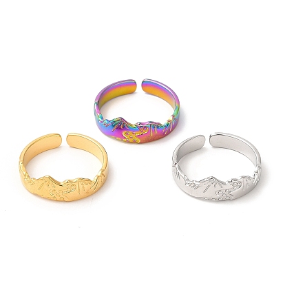 201 открытая манжета из нержавеющей стали, горное кольцо на палец для мужчин и женщин